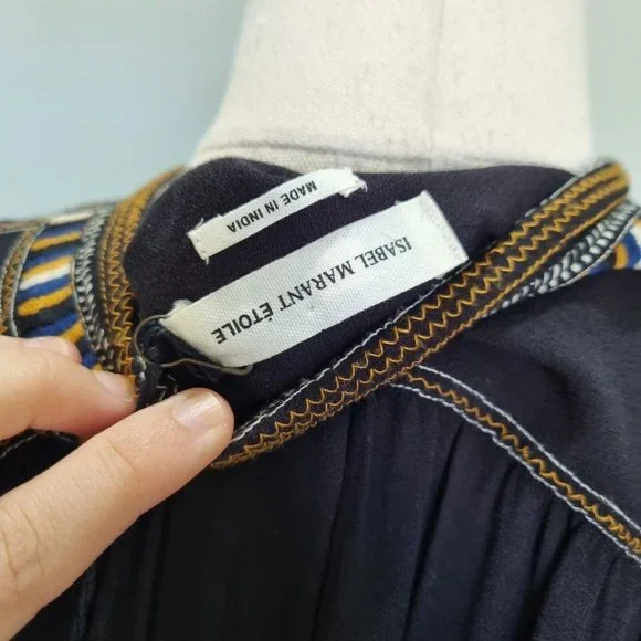 Isabel Marant Etoile Cabella Black Embroidered Peasant Blouse Size 36 - Picture 7 of 10